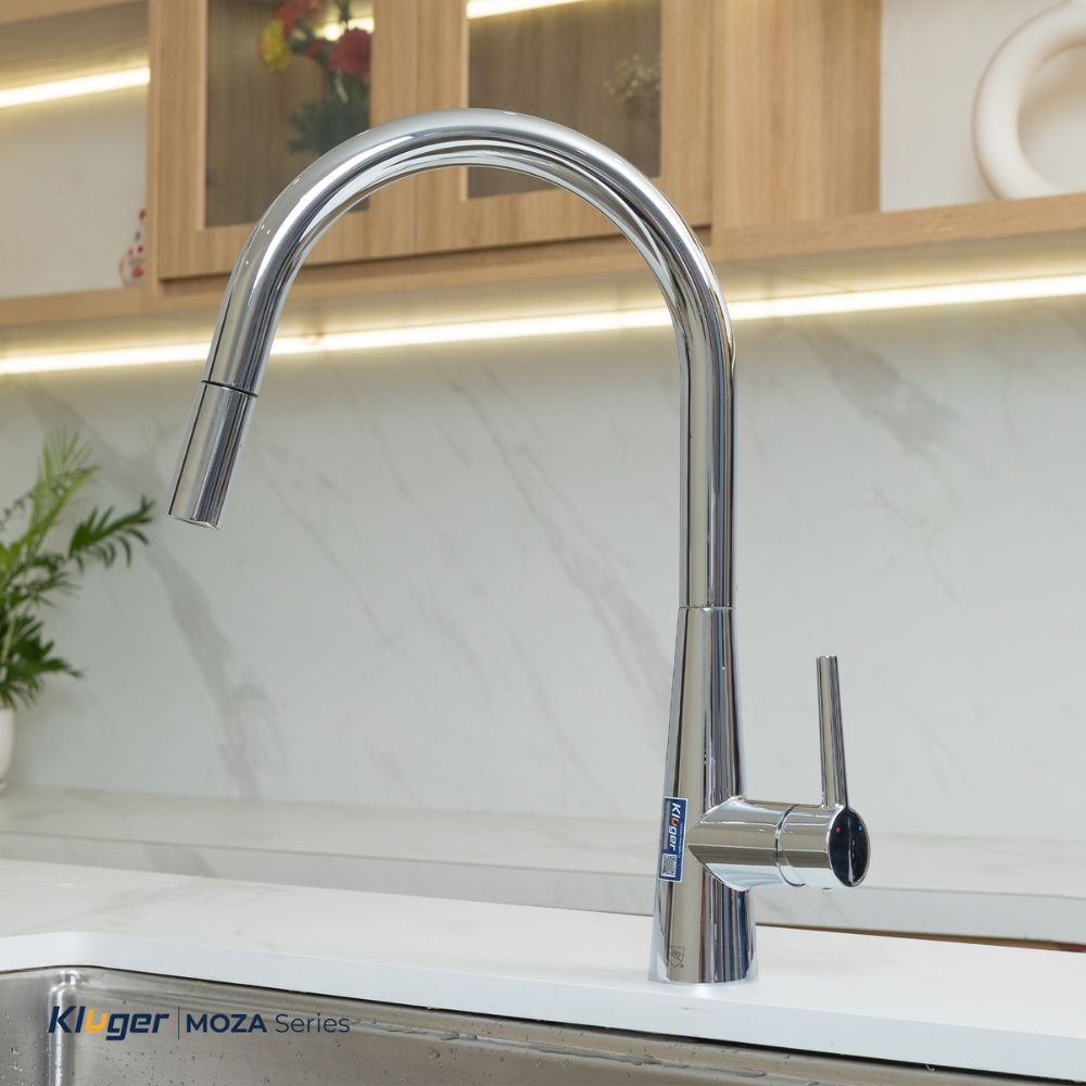 Vòi chậu bếp nóng lạnh dây rút MOZA Kluger KLF0009SC