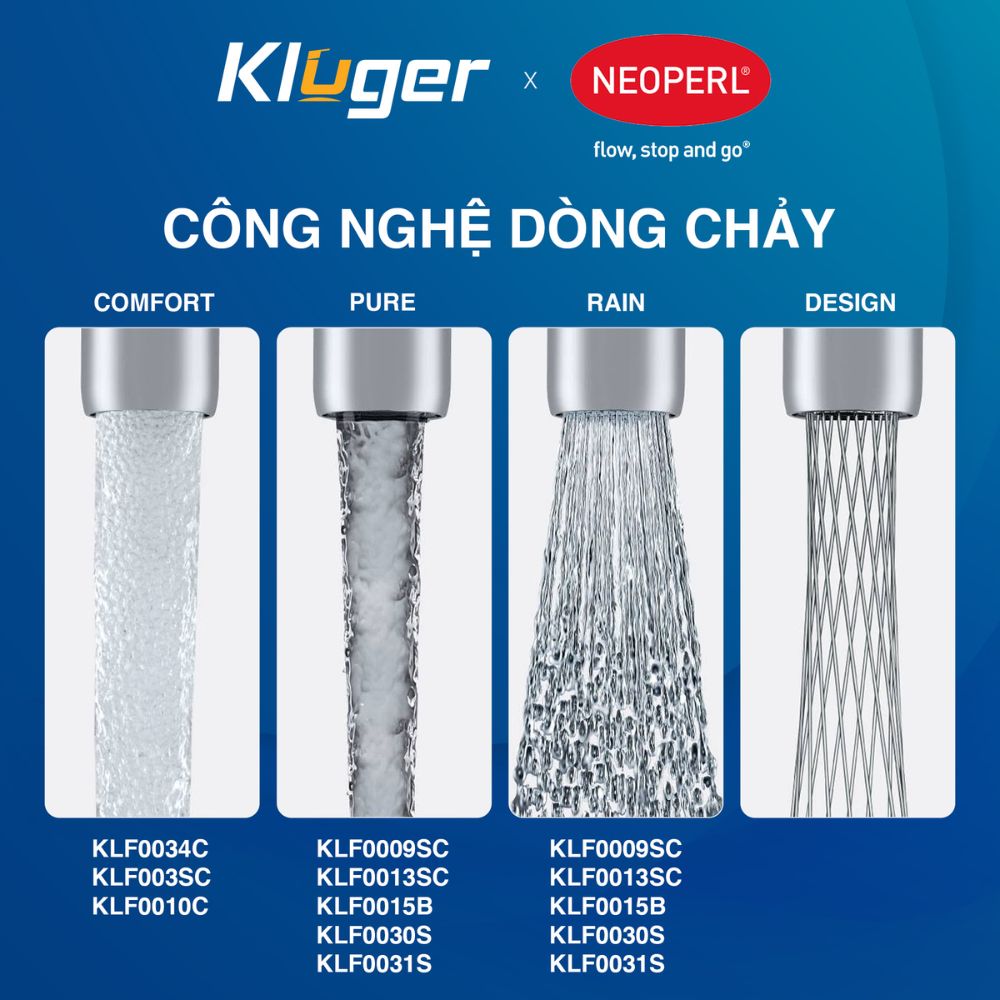 Vòi chậu bếp nóng lạnh dây rút MOZA Kluger KLF0009SC