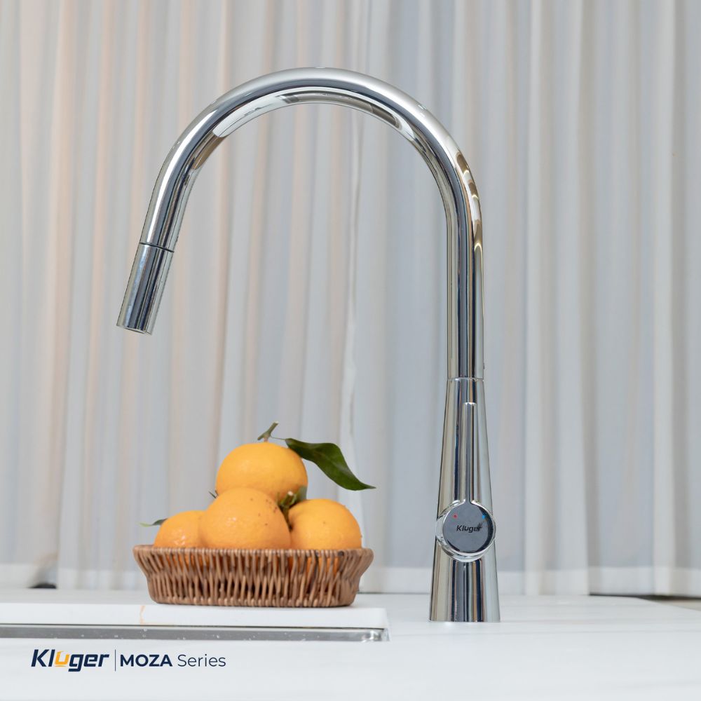 Vòi chậu bếp nóng lạnh dây rút MOZA Kluger KLF0009SC