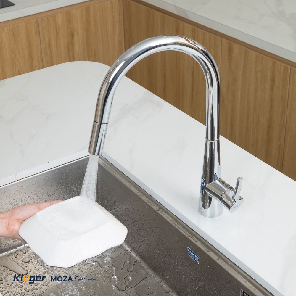 Vòi chậu bếp nóng lạnh dây rút MOZA Kluger KLF0009SC