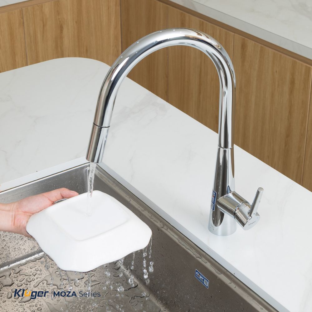 Vòi chậu bếp nóng lạnh dây rút MOZA Kluger KLF0009SC