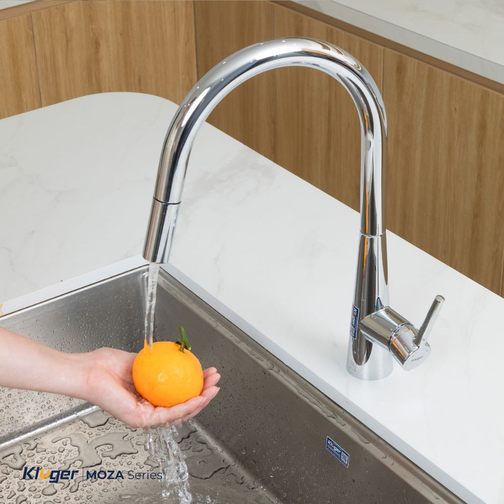 Vòi chậu bếp nóng lạnh dây rút MOZA Kluger KLF0009SC
