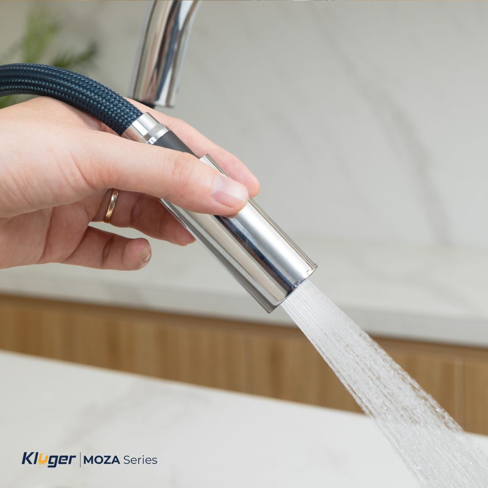 Vòi chậu bếp nóng lạnh dây rút MOZA Kluger KLF0009SC