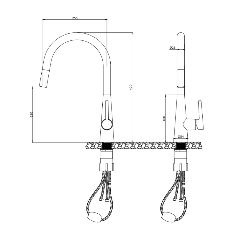 Vòi chậu bếp nóng lạnh dây rút MOZA Kluger KLF0009SC