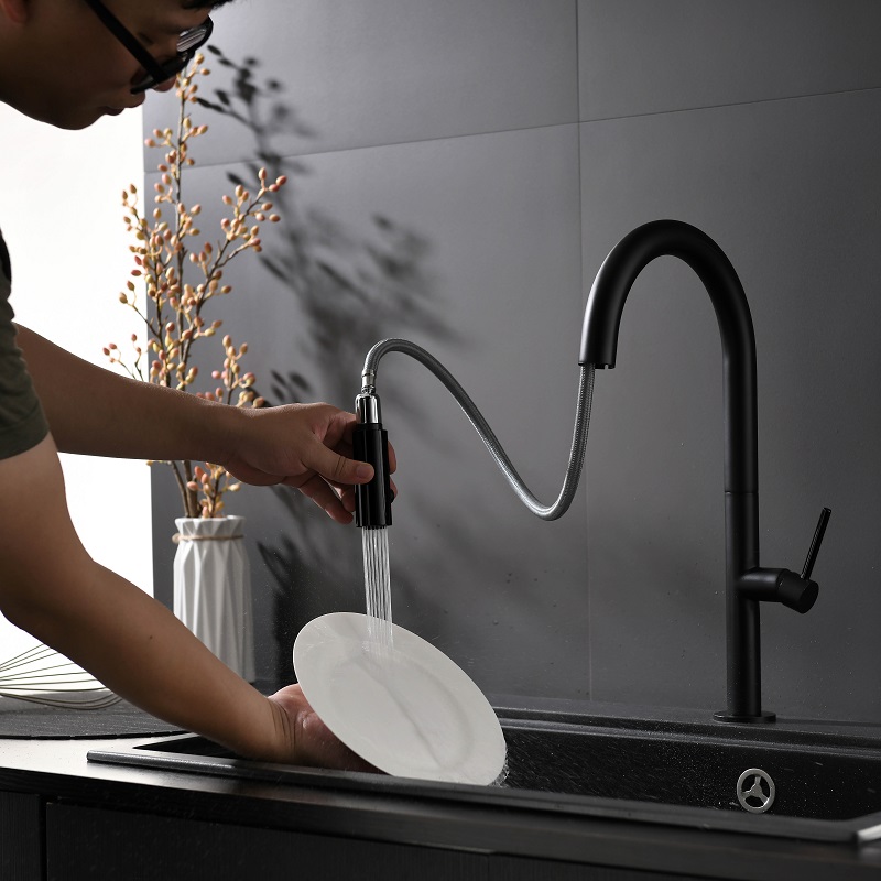 Vòi chậu bếp nóng lạnh dây rút JADE KLUGER KLF0010B (KLF0010C)