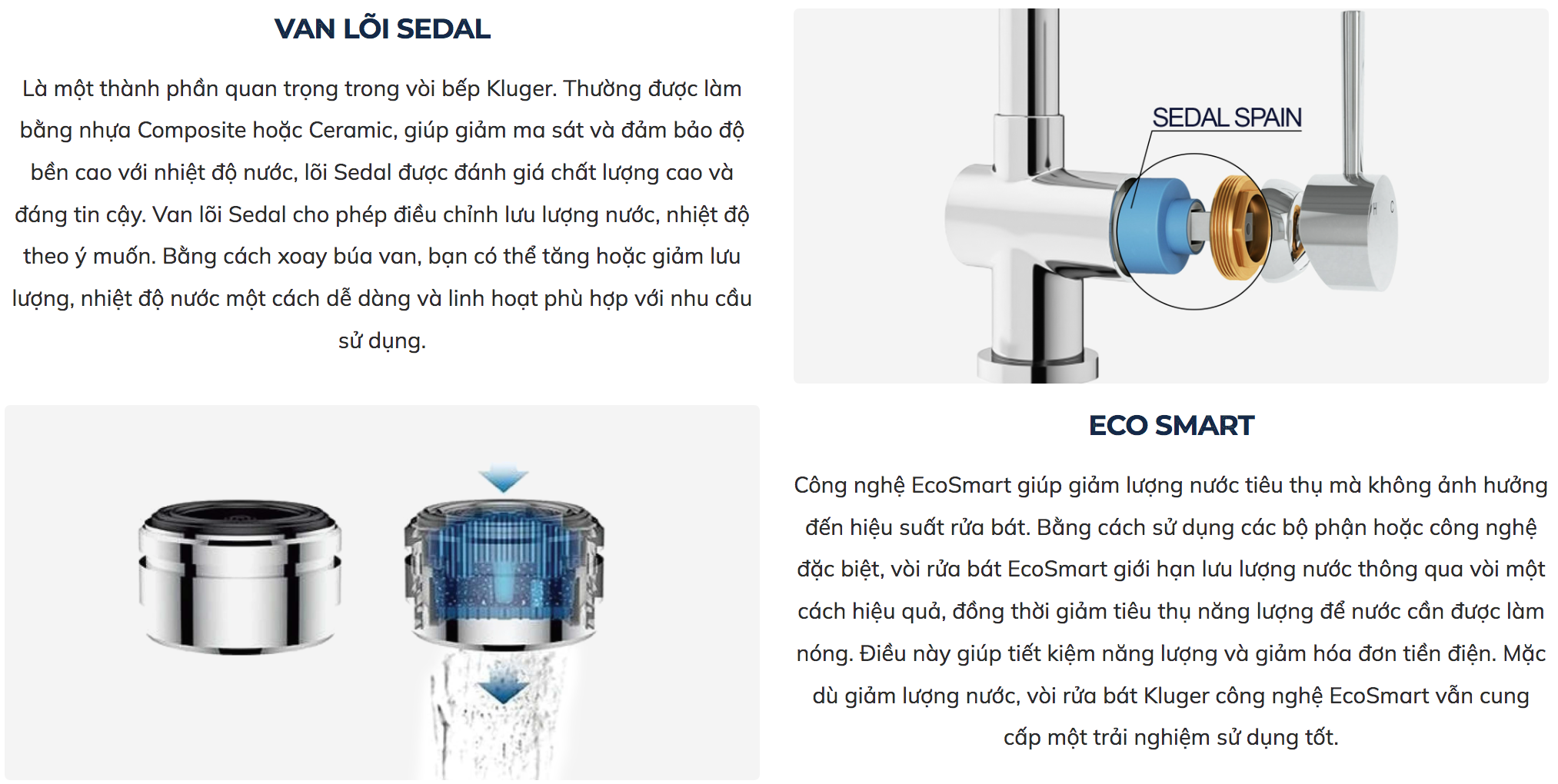 Vòi chậu bếp nóng lạnh dây rút JADE KLUGER KLF0010B (KLF0010C)