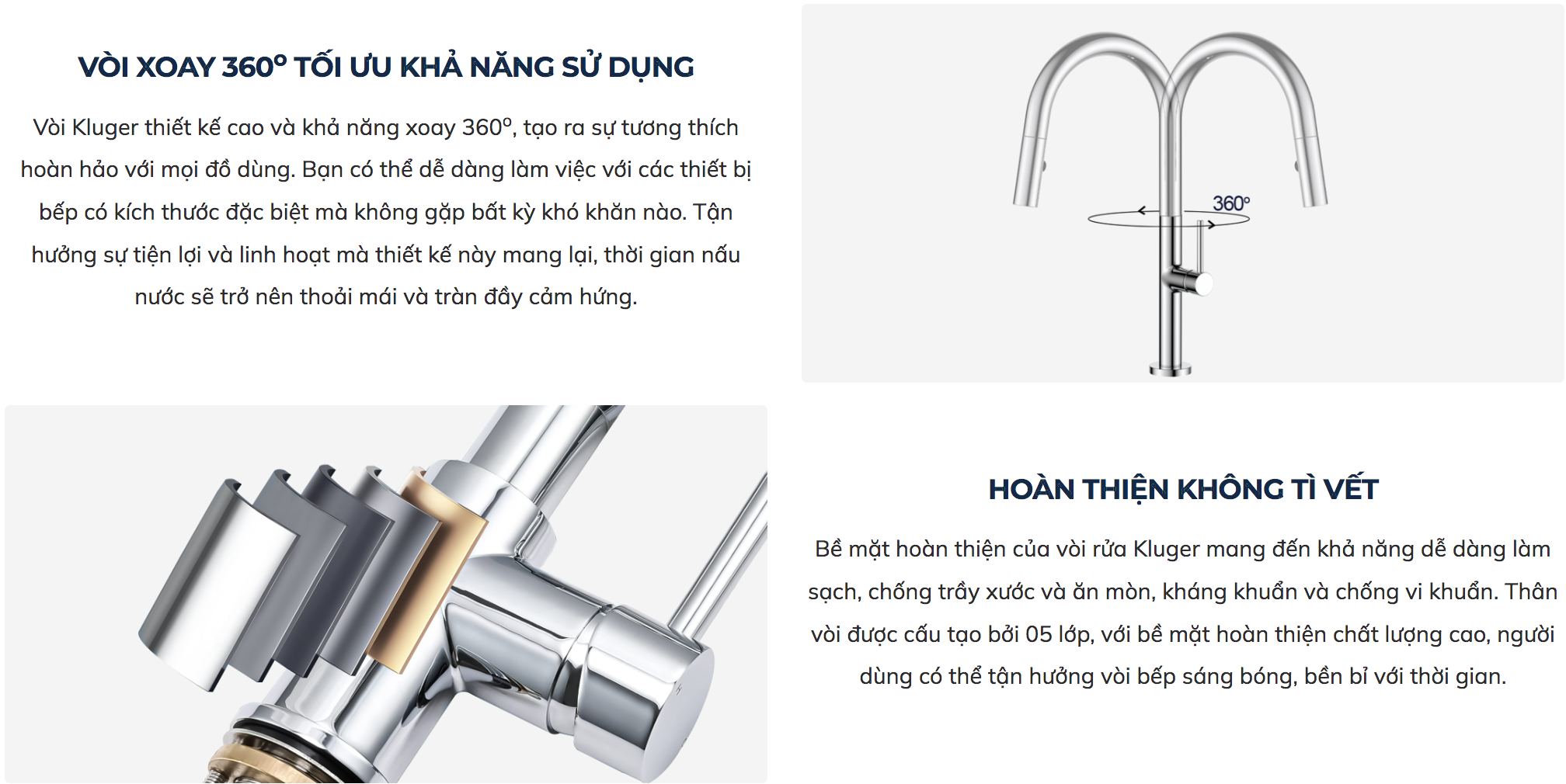 Vòi chậu bếp nóng lạnh dây rút JADE KLUGER KLF0010B (KLF0010C)