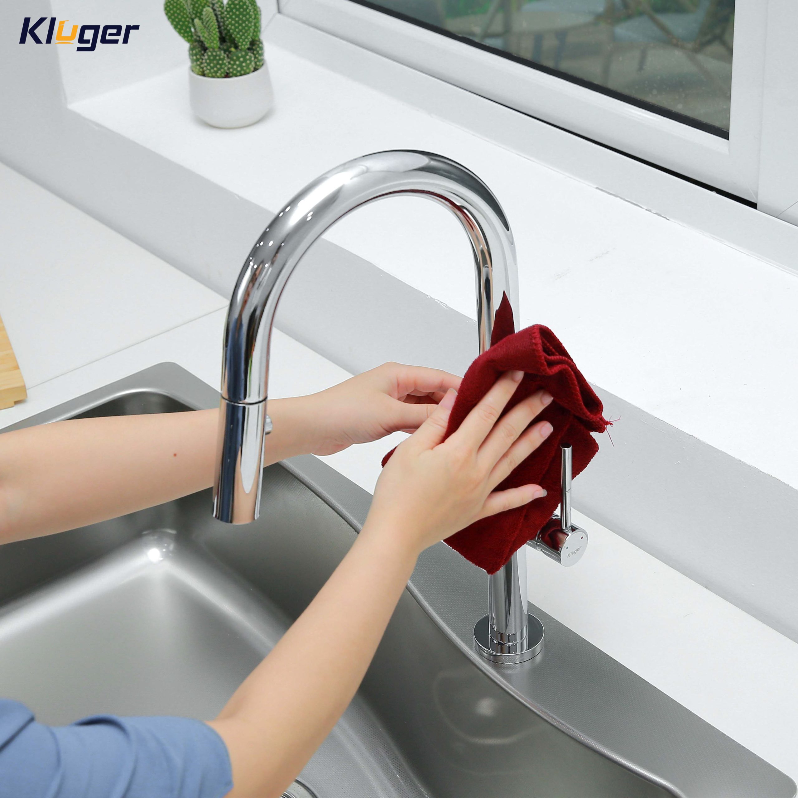Vòi chậu bếp nóng lạnh dây rút JADE KLUGER KLF0010B (KLF0010C)