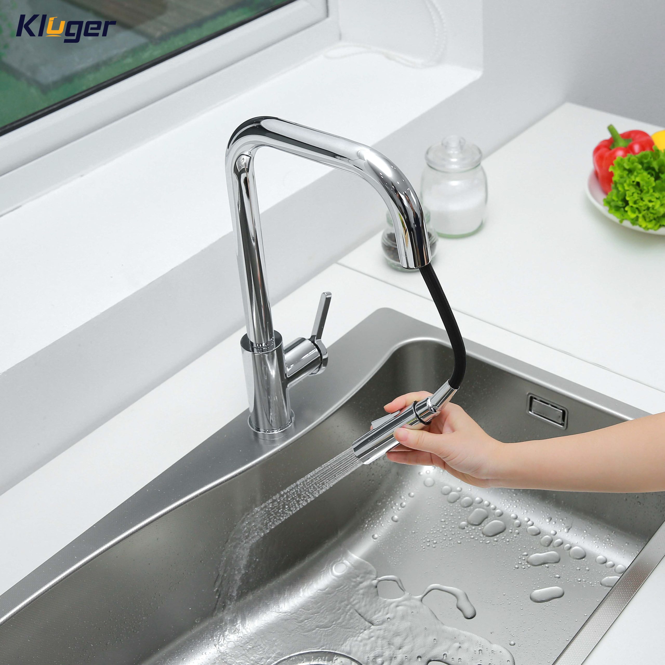 Vòi chậu bếp nóng lạnh dây rút LEO KLUGER KLF0011C