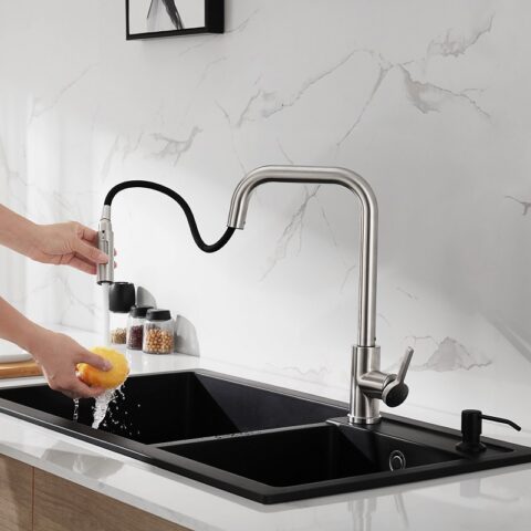 Vòi chậu bếp nóng lạnh dây rút LEO KLUGER KLF0011C