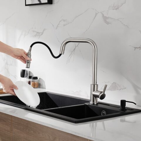 Vòi chậu bếp nóng lạnh dây rút LEO KLUGER KLF0011C