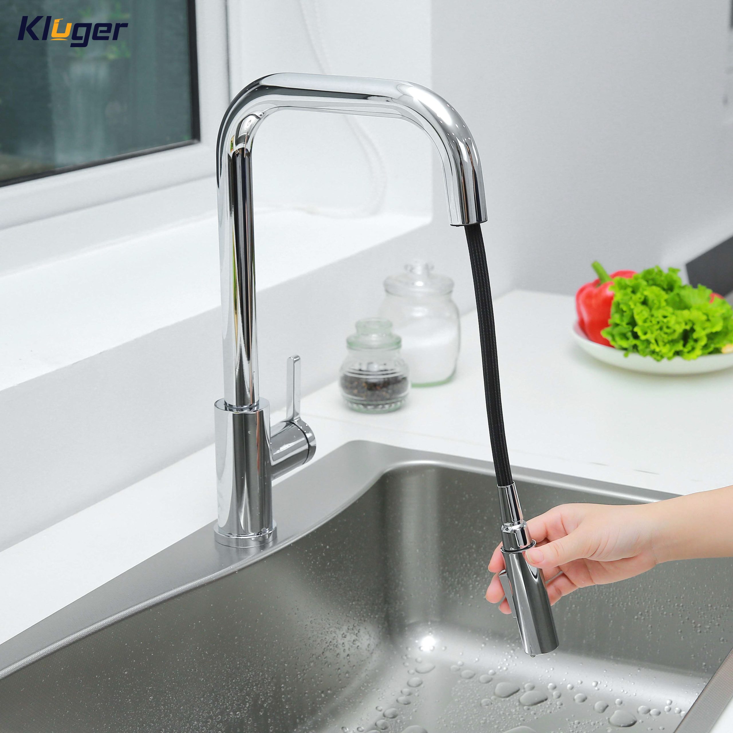 Vòi chậu bếp nóng lạnh dây rút LEO KLUGER KLF0011C