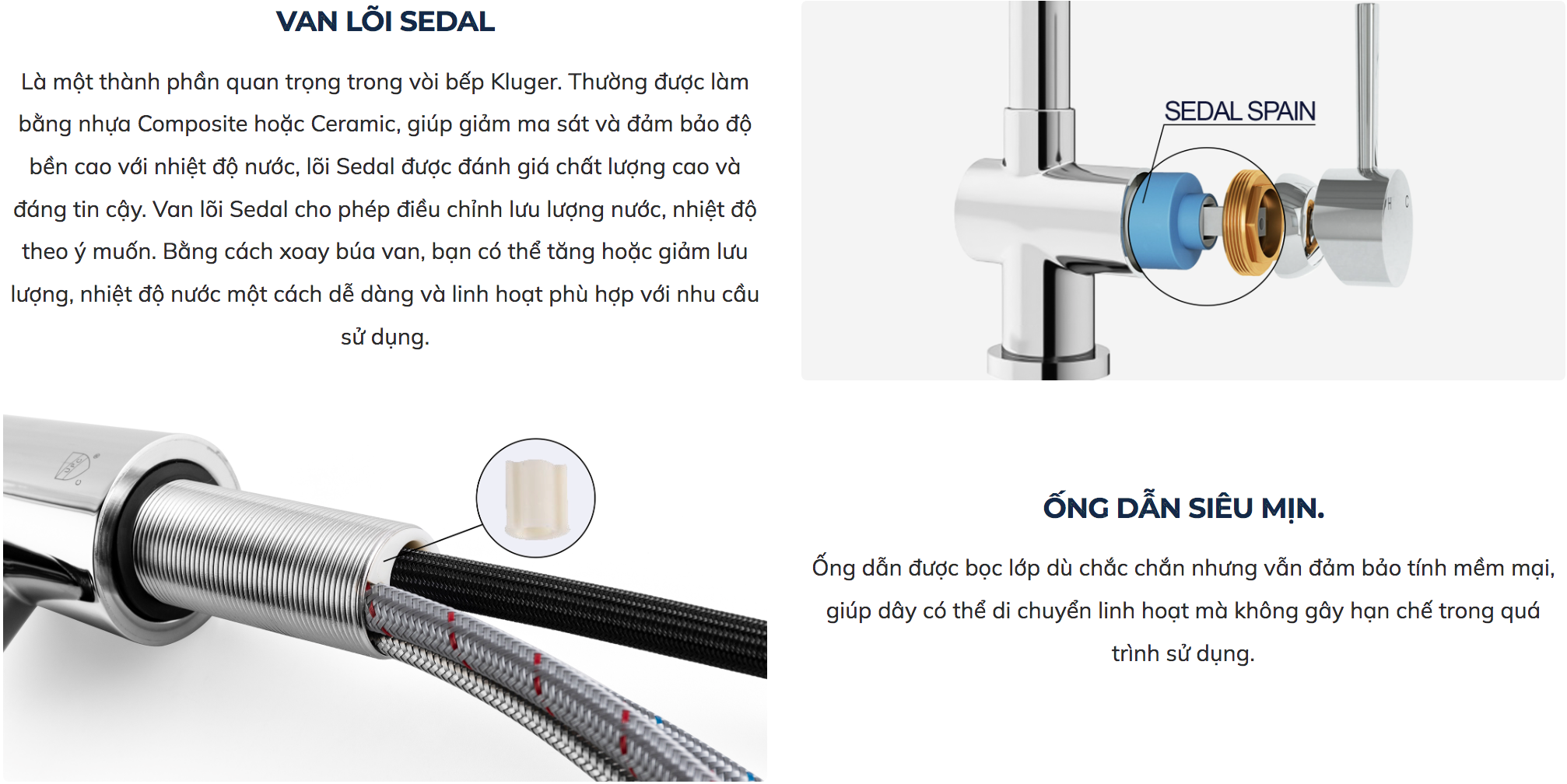 Vòi chậu bếp nóng lạnh dây rút HOPE KLUGER KLF0013C