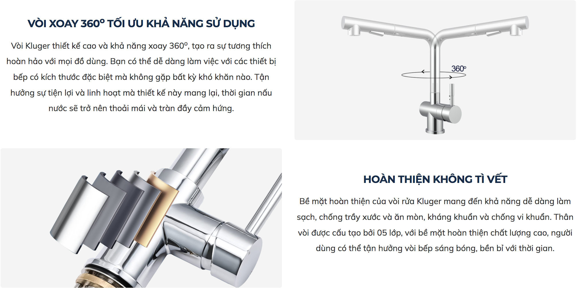 Vòi chậu bếp nóng lạnh dây rút HOPE KLUGER KLF0013C