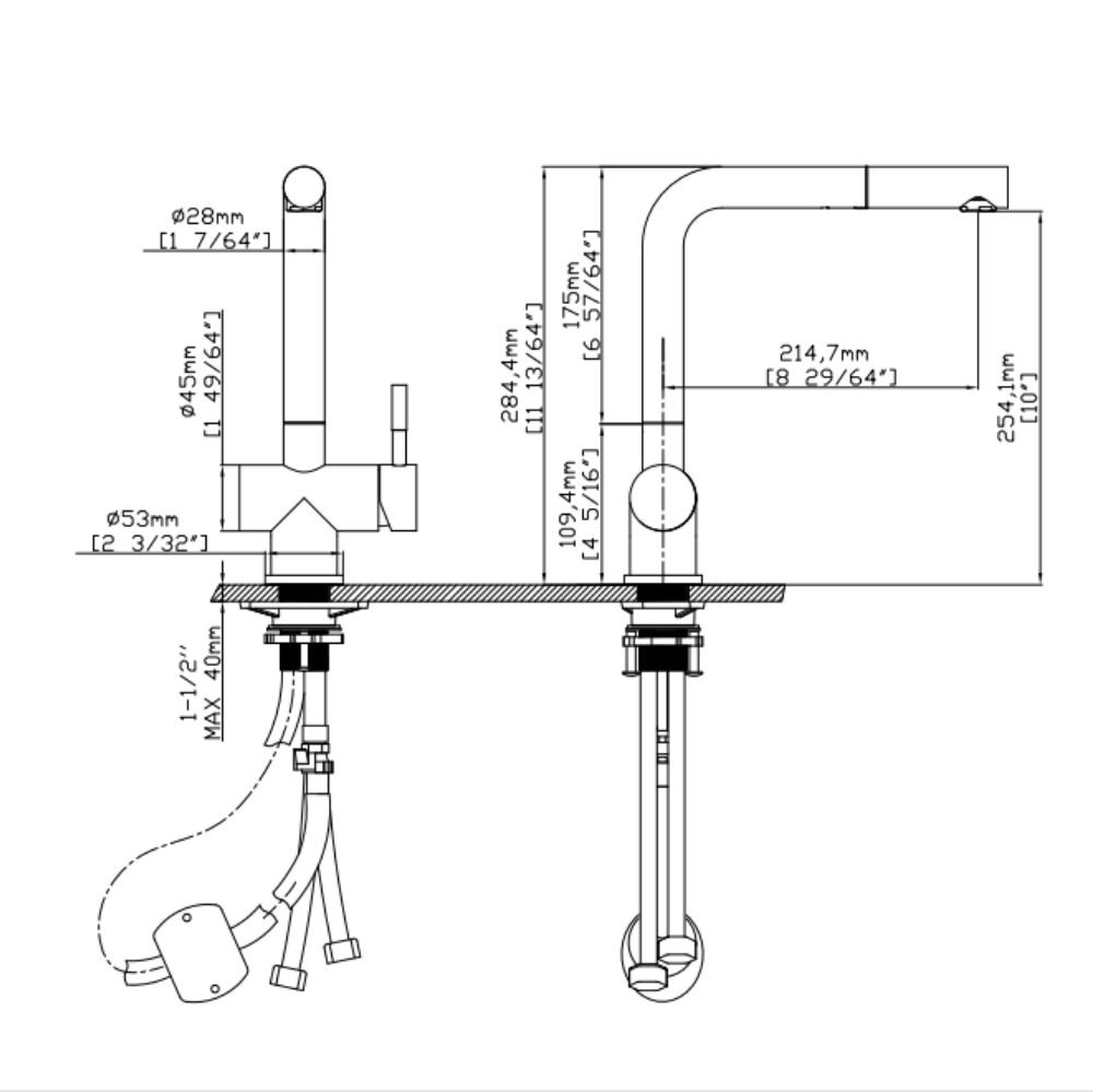 Vòi chậu bếp nóng lạnh dây rút HOPE KLUGER KLF0013C