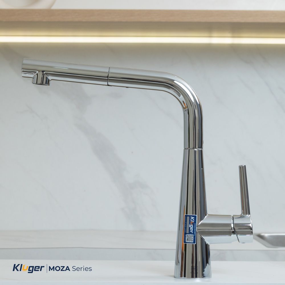 Vòi chậu bếp nóng lạnh dây rút MOZA Kluger KLF0013SC
