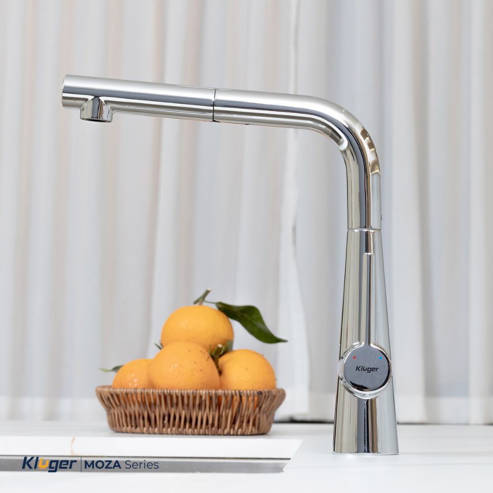 Vòi chậu bếp nóng lạnh dây rút MOZA Kluger KLF0013SC