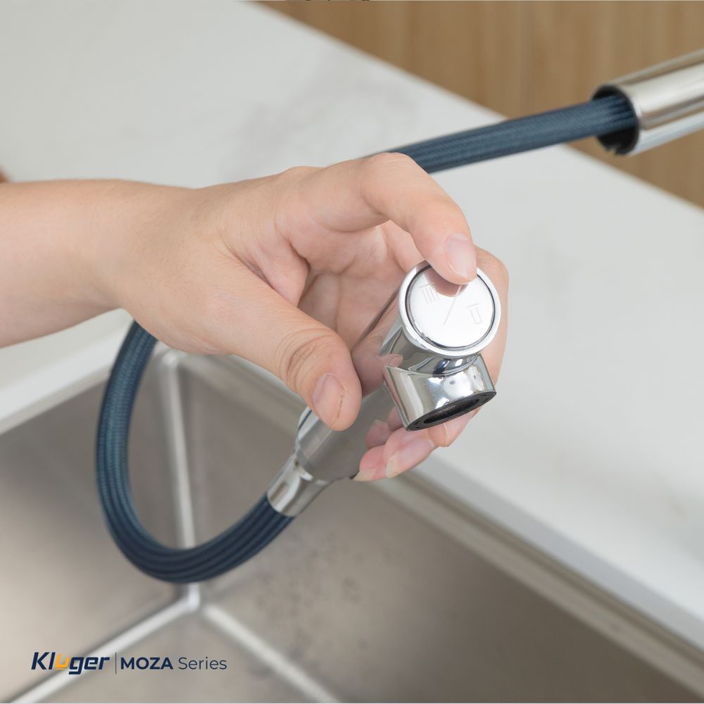 Vòi chậu bếp nóng lạnh dây rút MOZA Kluger KLF0013SC