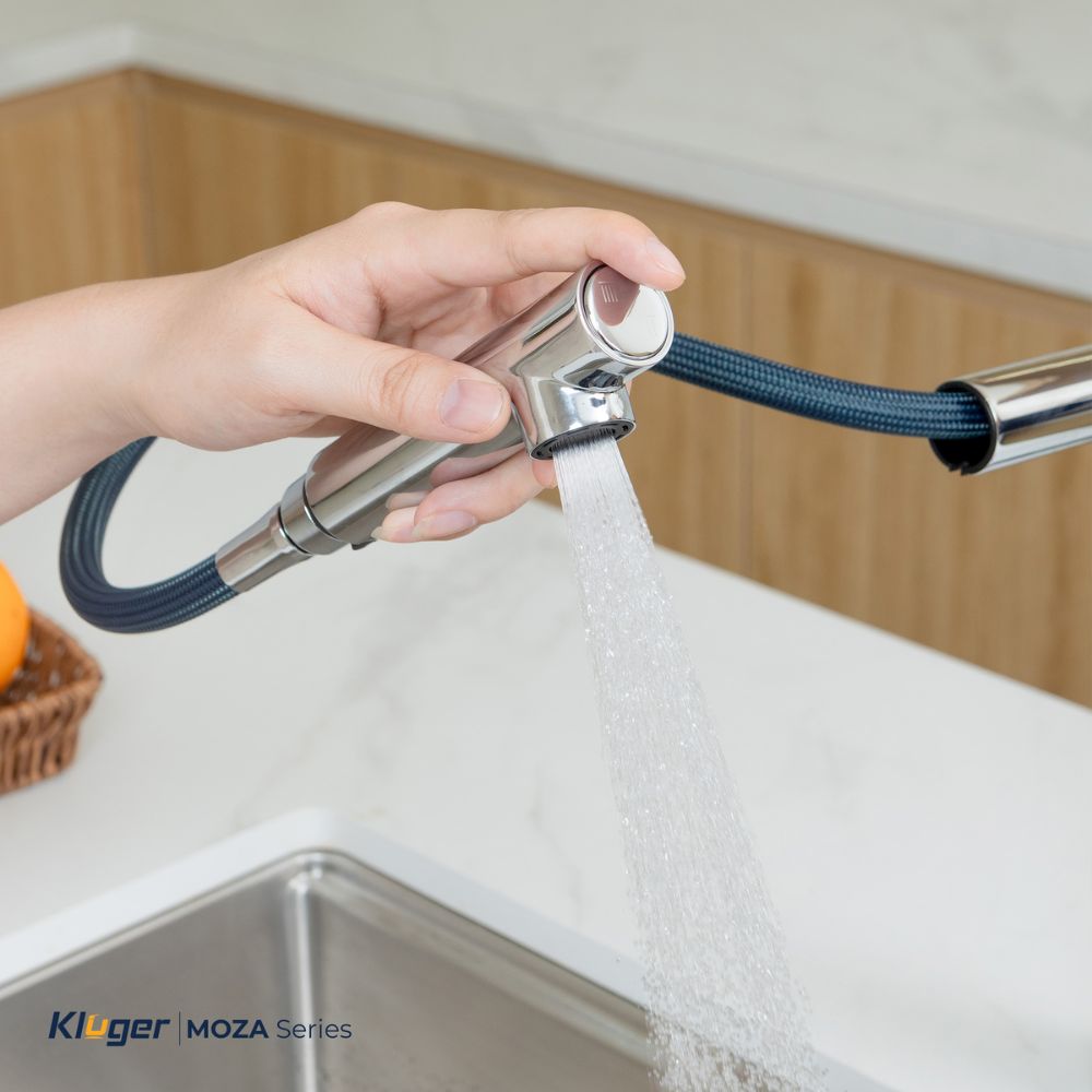Vòi chậu bếp nóng lạnh dây rút MOZA Kluger KLF0013SC