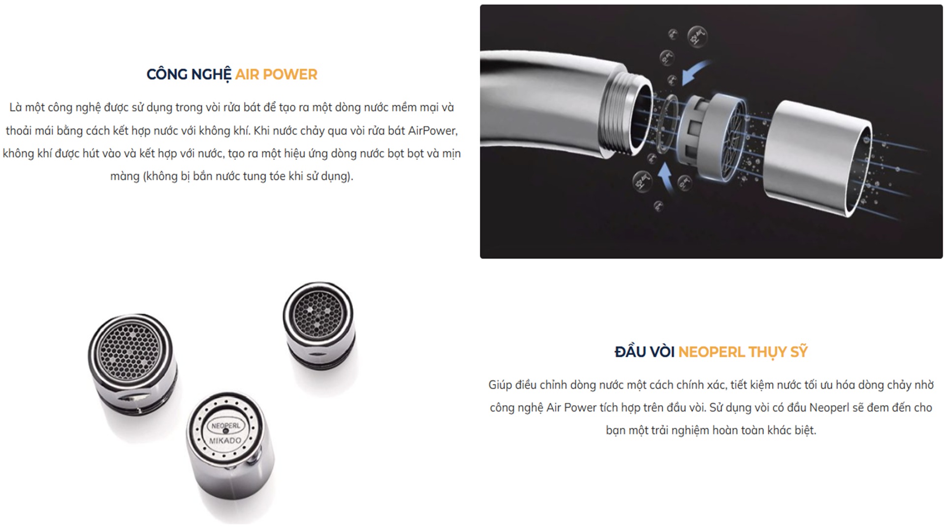 Vòi chậu bếp nóng lạnh cần mềm MOVA Kluger KLF0015B
