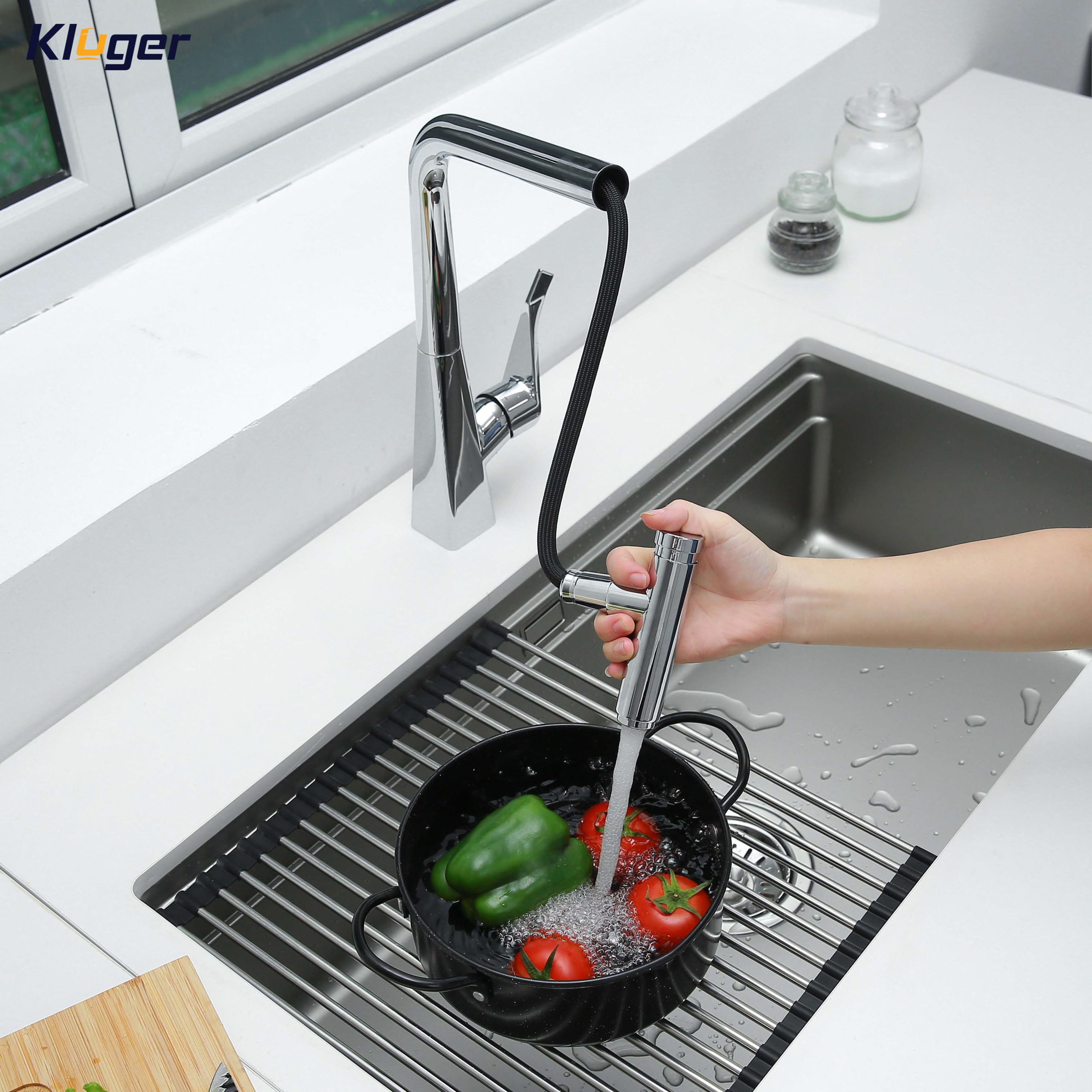 Vòi chậu bếp nóng lạnh dây rút GRACE Kluger KLF0016B (KLF0016C)