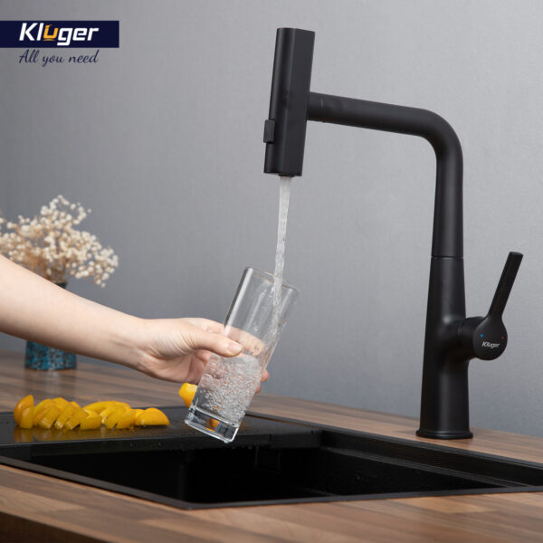 Vòi bếp nóng lạnh dây rút RAIN KLUGER KLF0018B / KLF0018S