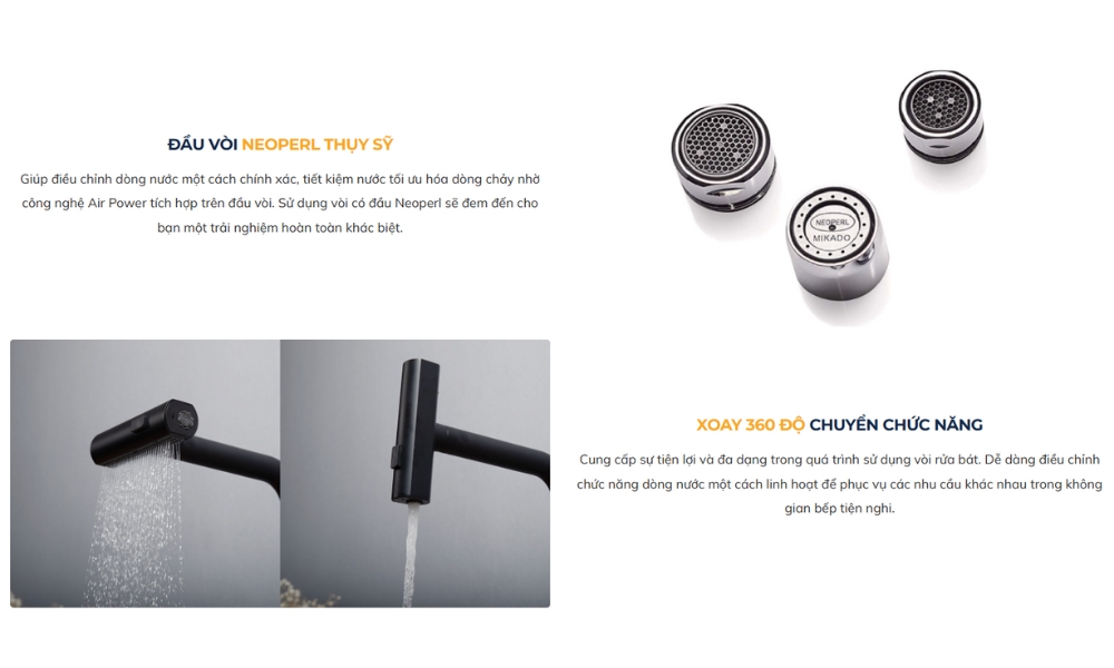 Đặc điểm nổi bật vòi bếp nóng lạnh dây rút RAIN Kluger KLF0018B / KLF0018S