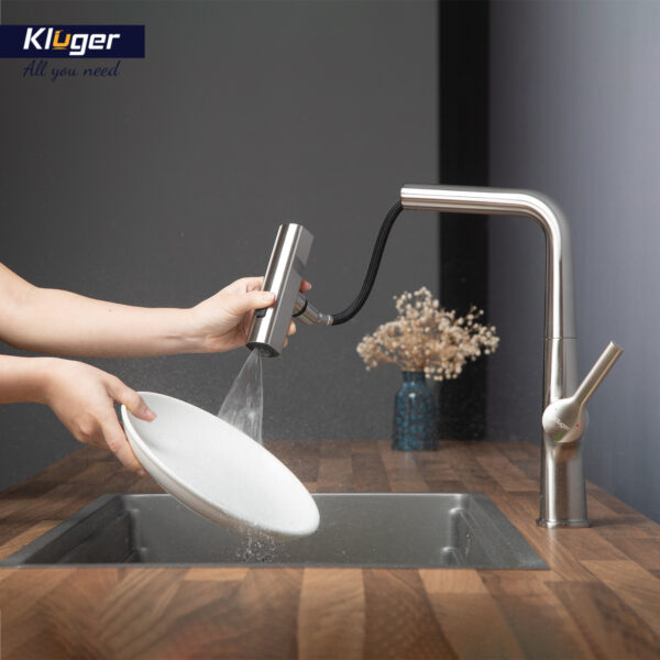 Vòi bếp nóng lạnh dây rút RAIN KLUGER KLF0018B / KLF0018S