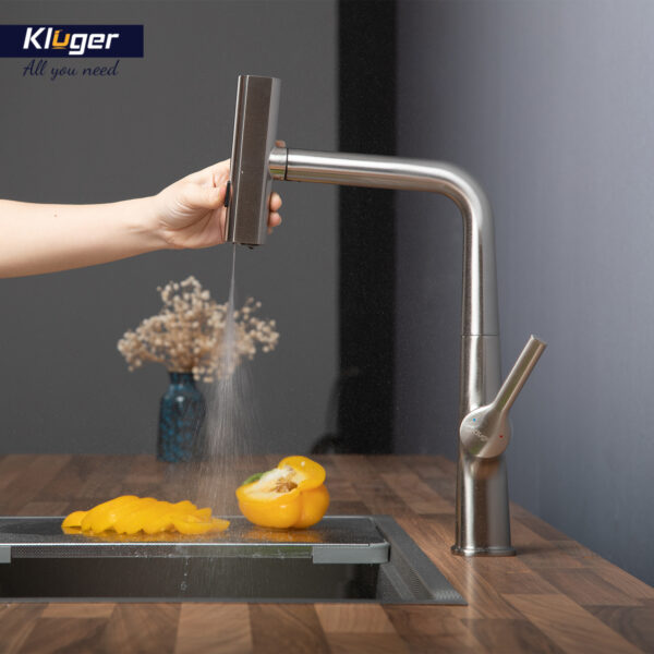 Vòi bếp nóng lạnh dây rút RAIN KLUGER KLF0018B / KLF0018S