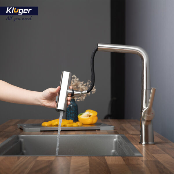 Vòi bếp nóng lạnh dây rút RAIN KLUGER KLF0018B / KLF0018S