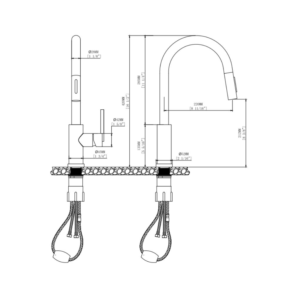Vòi chậu bếp nóng lạnh dây rút NOVA KLUGER KLF0030S