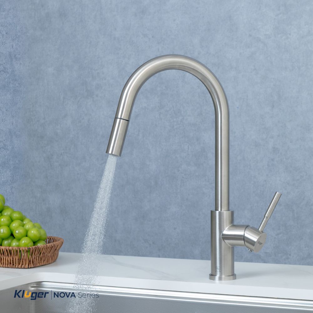 Vòi chậu bếp KLUGER KLF0031S / KLF0031SC nóng lạnh dây rút NOVA