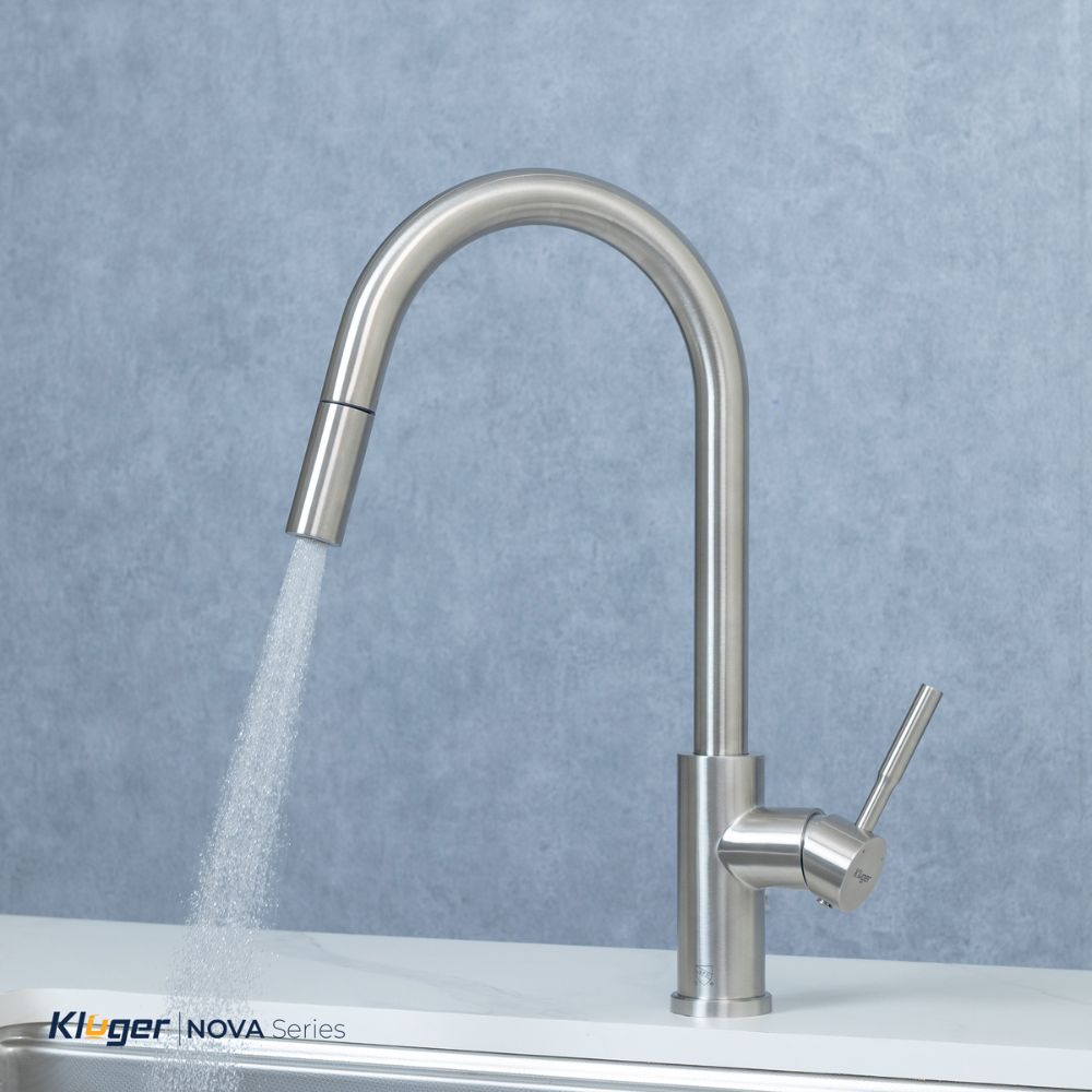 Vòi chậu bếp KLUGER KLF0031S / KLF0031SC nóng lạnh dây rút NOVA