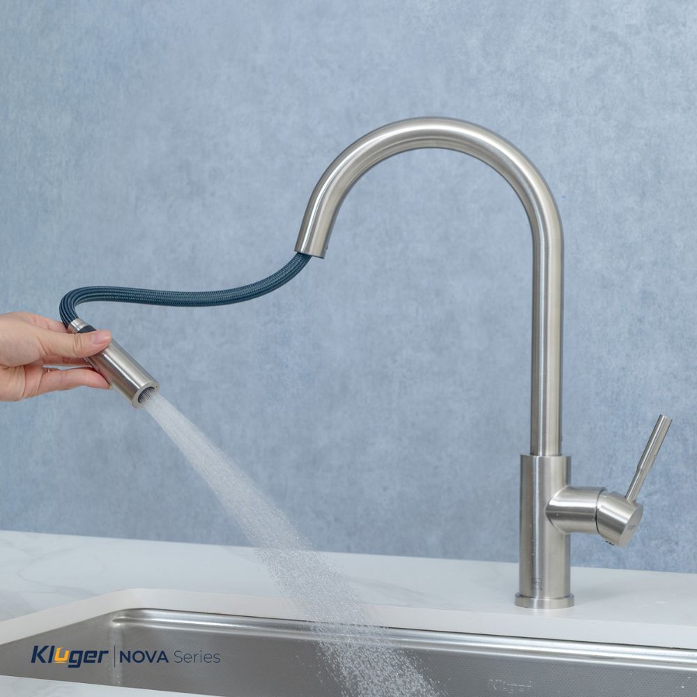 Vòi chậu bếp KLUGER KLF0031S / KLF0031SC nóng lạnh dây rút NOVA