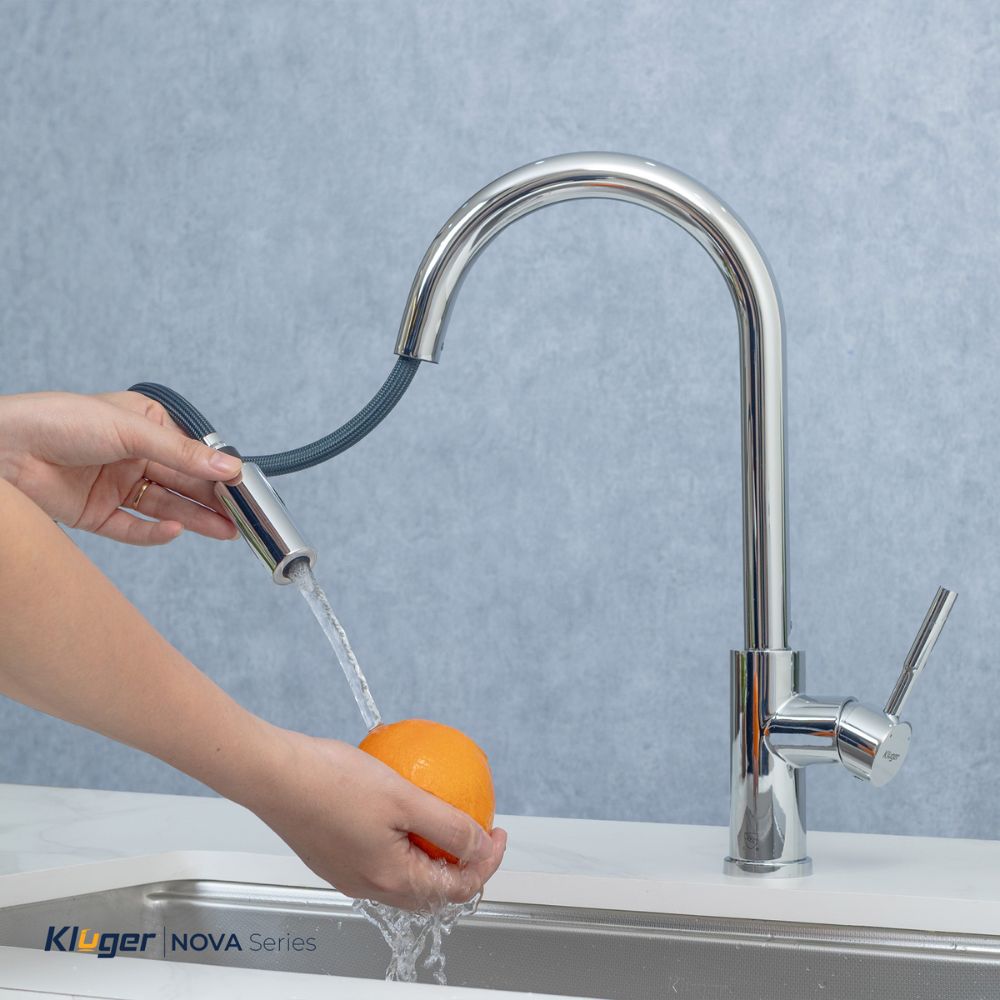 Vòi chậu bếp KLUGER KLF0031S / KLF0031SC nóng lạnh dây rút NOVA