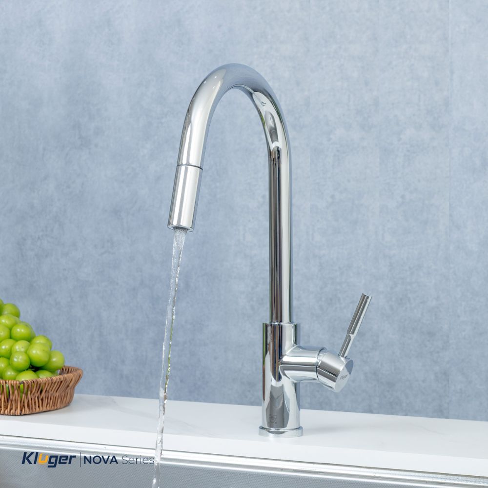 Vòi chậu bếp KLUGER KLF0031S / KLF0031SC nóng lạnh dây rút NOVA
