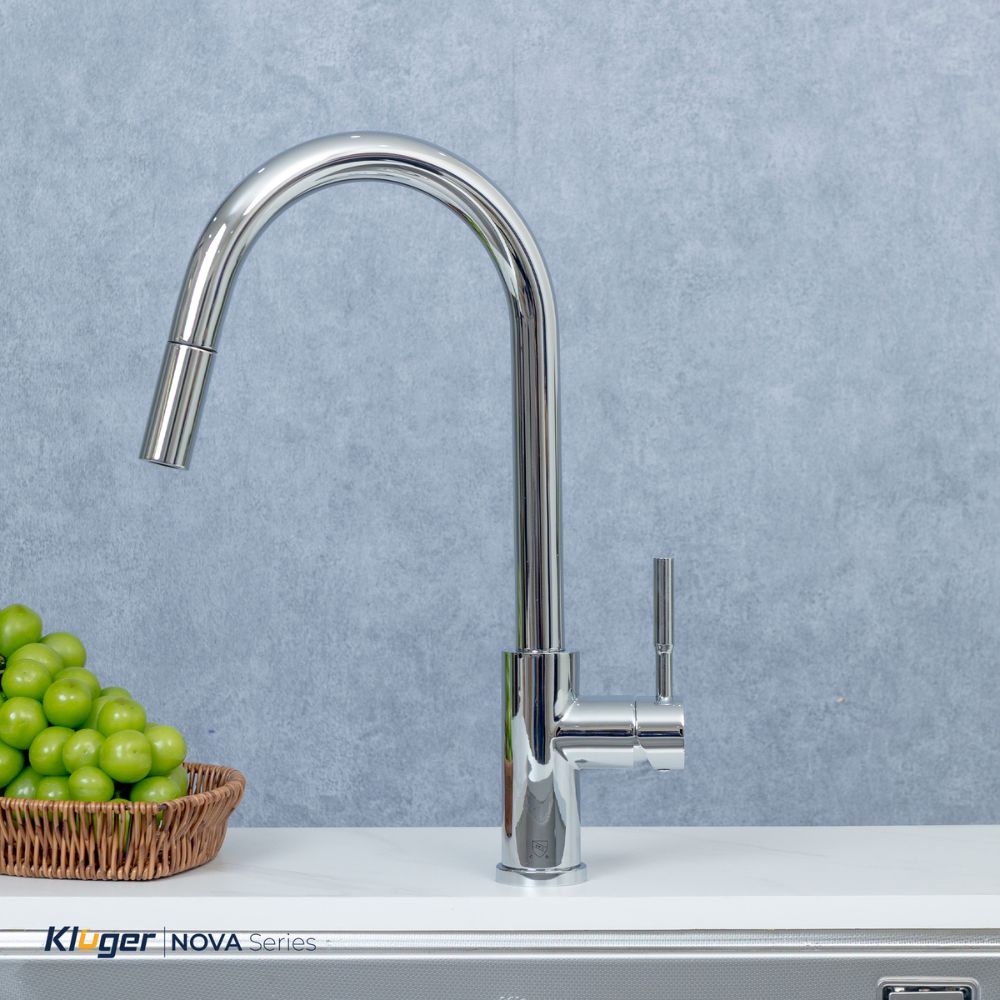 Vòi chậu bếp KLUGER KLF0031S / KLF0031SC nóng lạnh dây rút NOVA