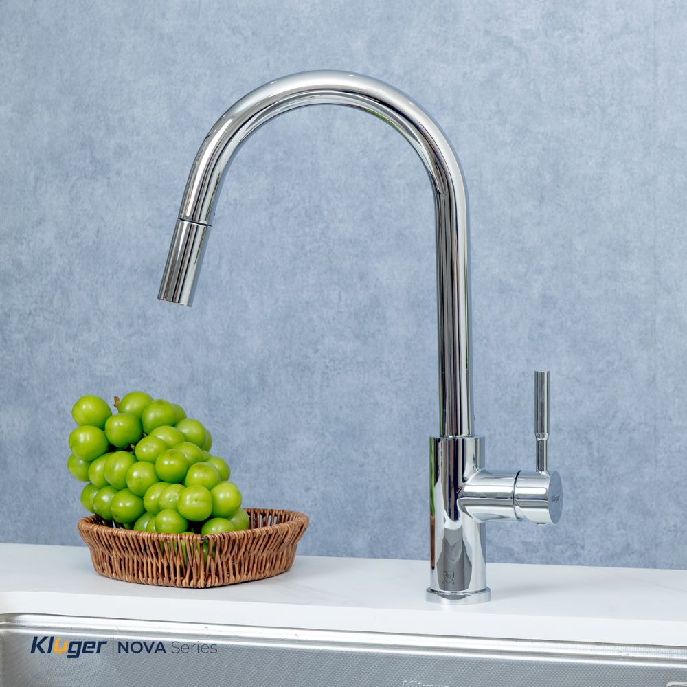 Vòi chậu bếp KLUGER KLF0031S / KLF0031SC nóng lạnh dây rút NOVA