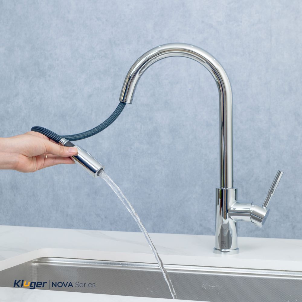 Vòi chậu bếp KLUGER KLF0031S / KLF0031SC nóng lạnh dây rút NOVA