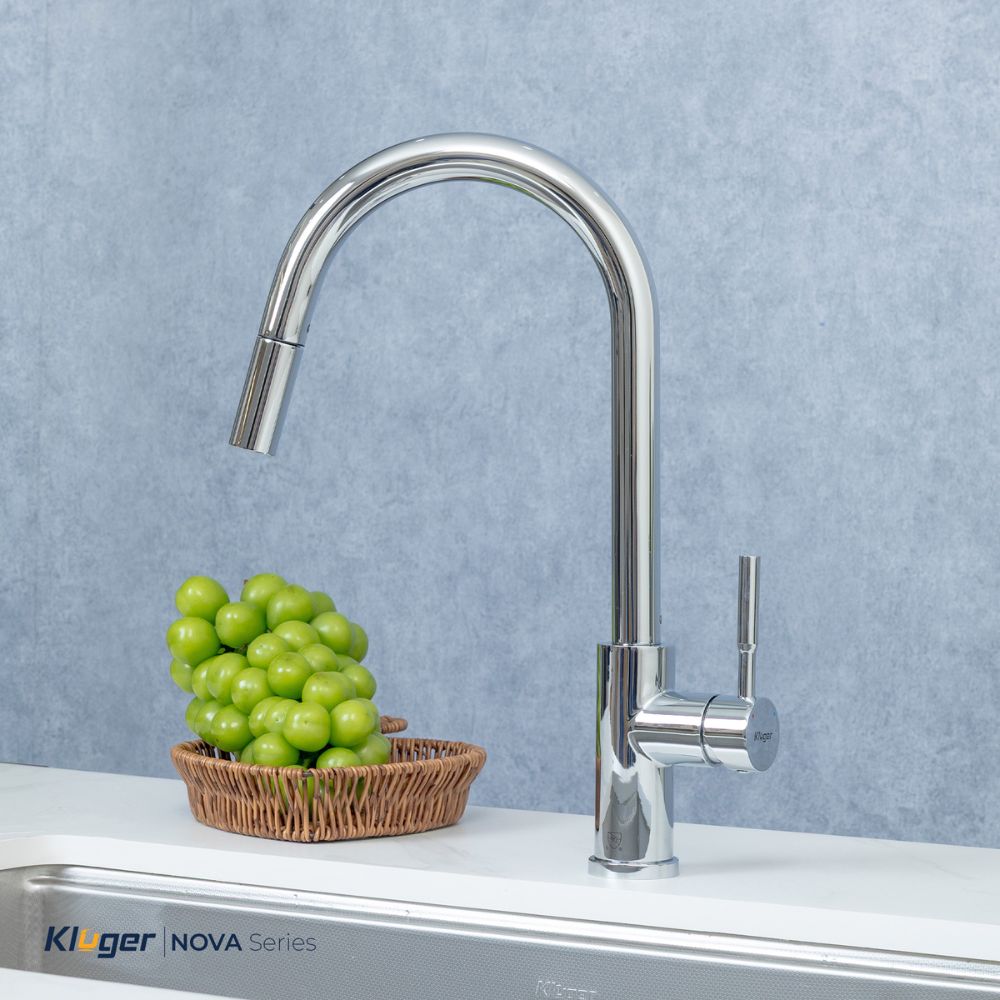 Vòi chậu bếp KLUGER KLF0031S / KLF0031SC nóng lạnh dây rút NOVA