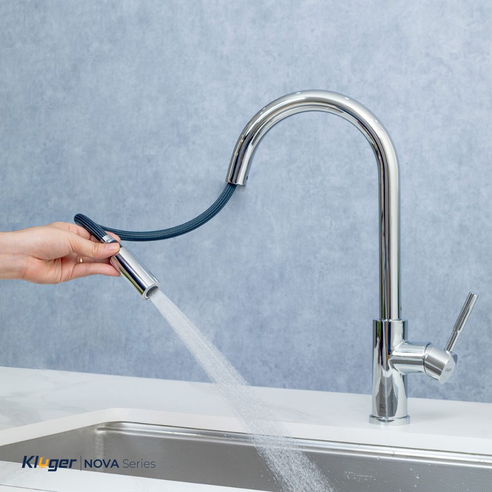 Vòi chậu bếp KLUGER KLF0031S / KLF0031SC nóng lạnh dây rút NOVA