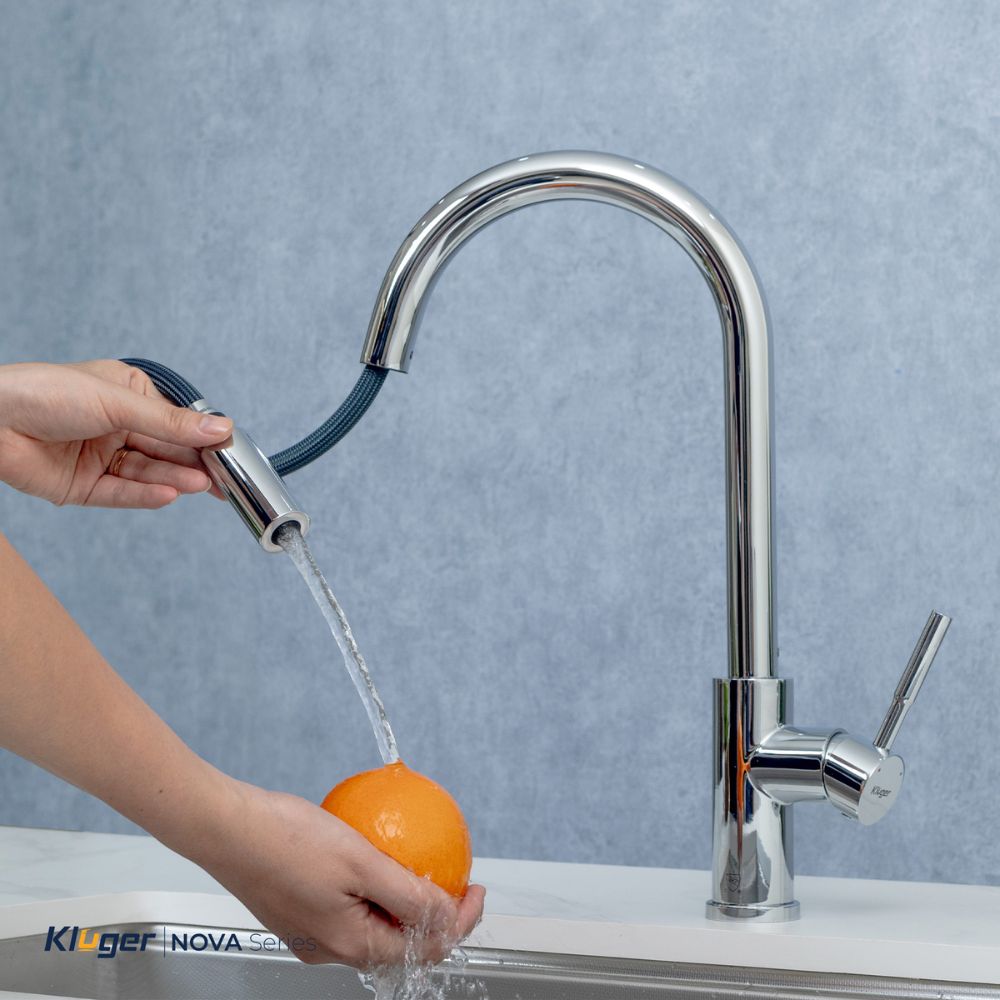 Vòi chậu bếp KLUGER KLF0031S / KLF0031SC nóng lạnh dây rút NOVA