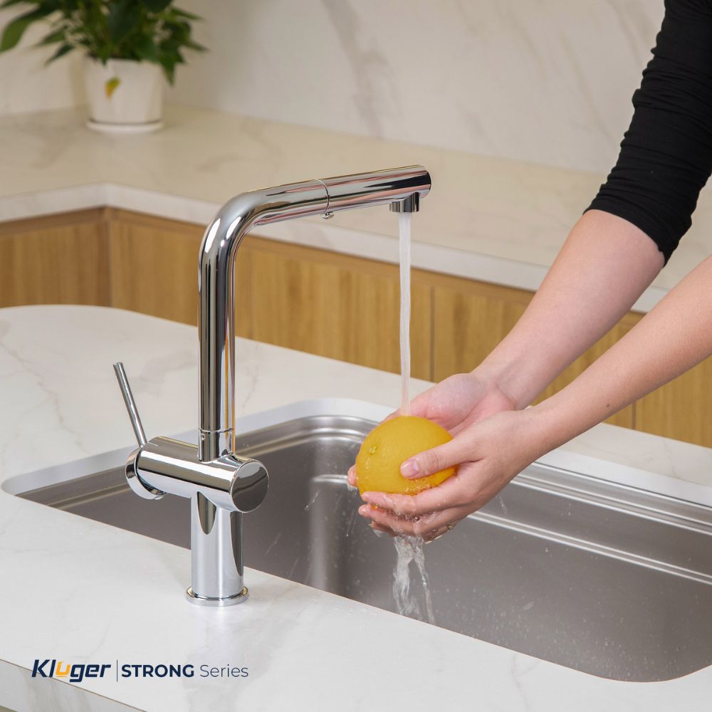 Vòi chậu bếp nóng lạnh dây rút STRONG KLUGER KLF0034C