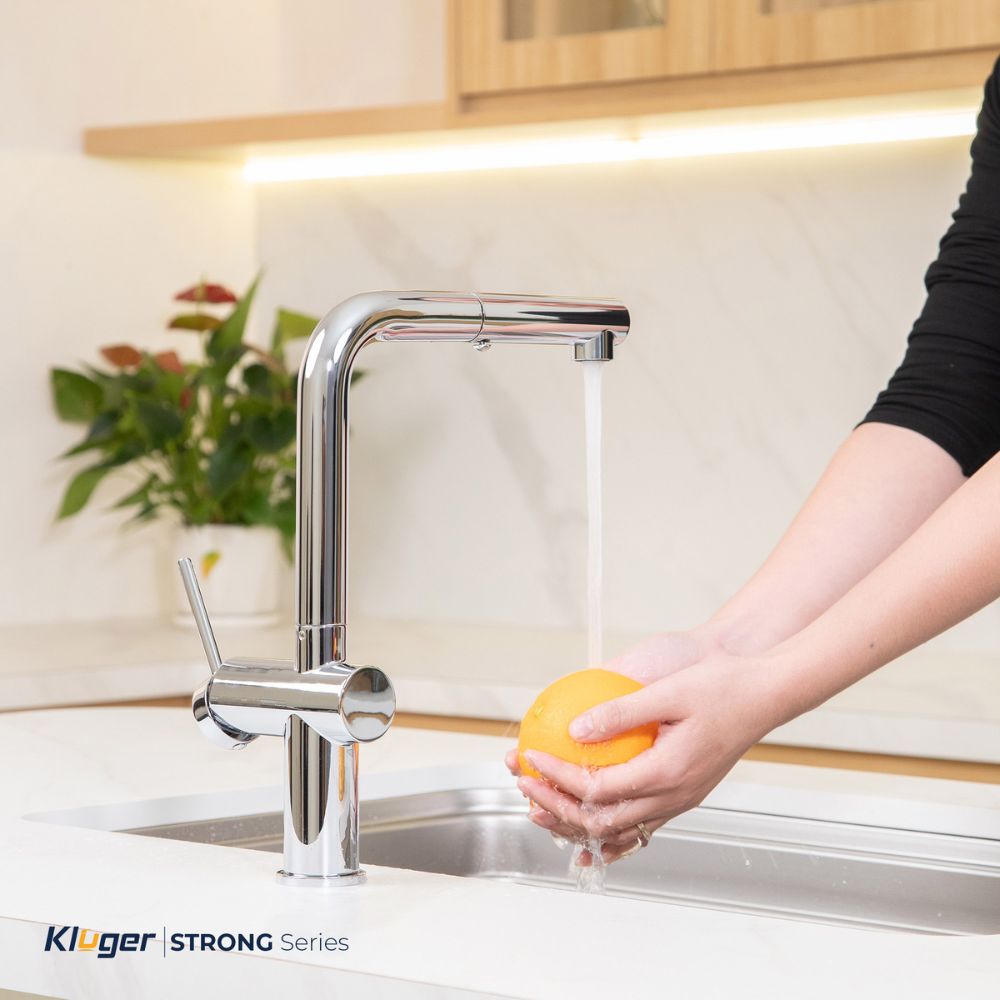 Vòi chậu bếp nóng lạnh dây rút STRONG KLUGER KLF0034C