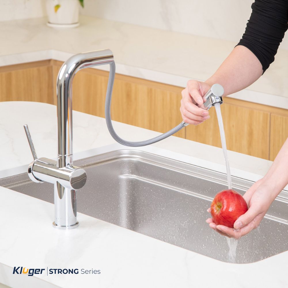 Vòi chậu bếp nóng lạnh dây rút STRONG KLUGER KLF0034C
