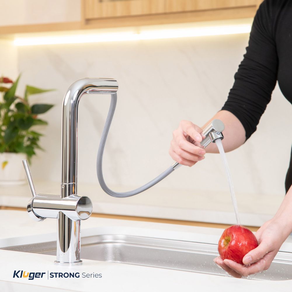 Vòi chậu bếp nóng lạnh dây rút STRONG KLUGER KLF0034C