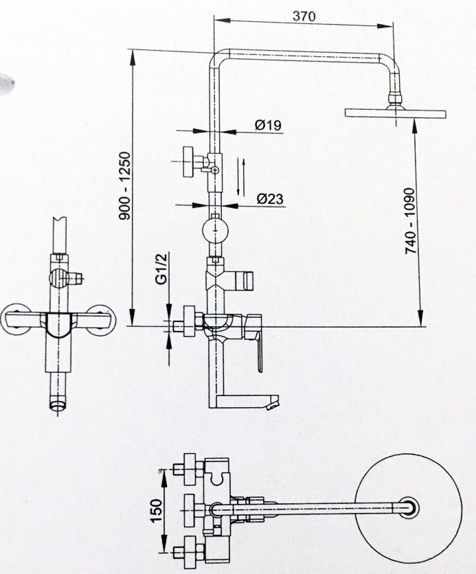 Bộ sen tắm cây đứng nóng lạnh Luxta L7229