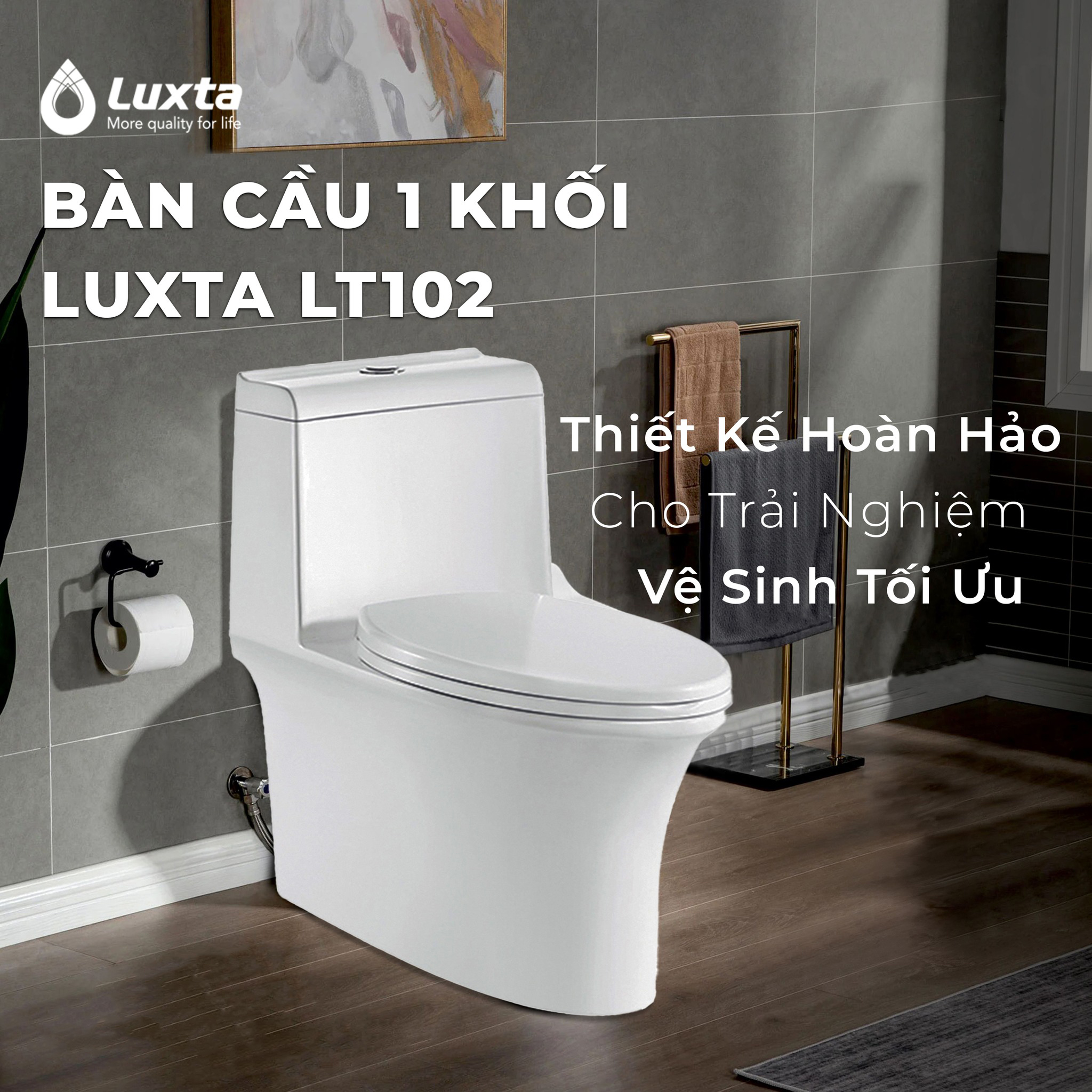 Bồn cầu 1 khối LUXTA LT-102 nắp êm