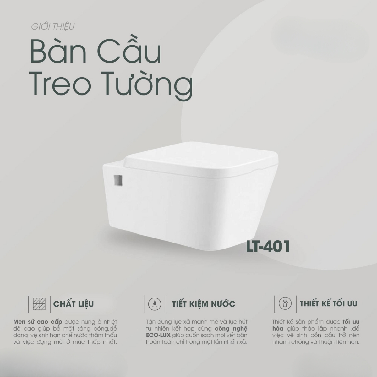 Bồn cầu treo tường LUXTA LT-401 nắp êm