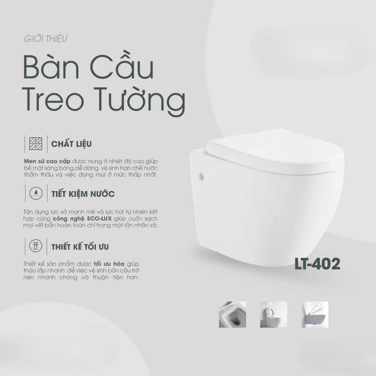 Bồn cầu treo tường LUXTA LT-402 nắp êm